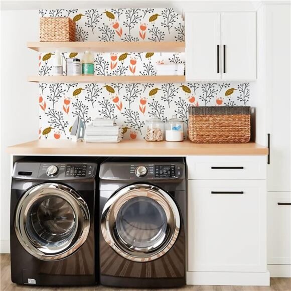 Vintage Floral Peel and Stick Wallpaper – Removable Flower & Bird Design - Picture 6 of 7